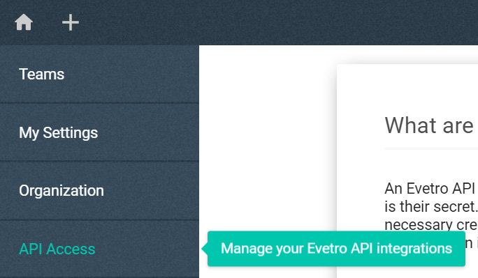 API Access button